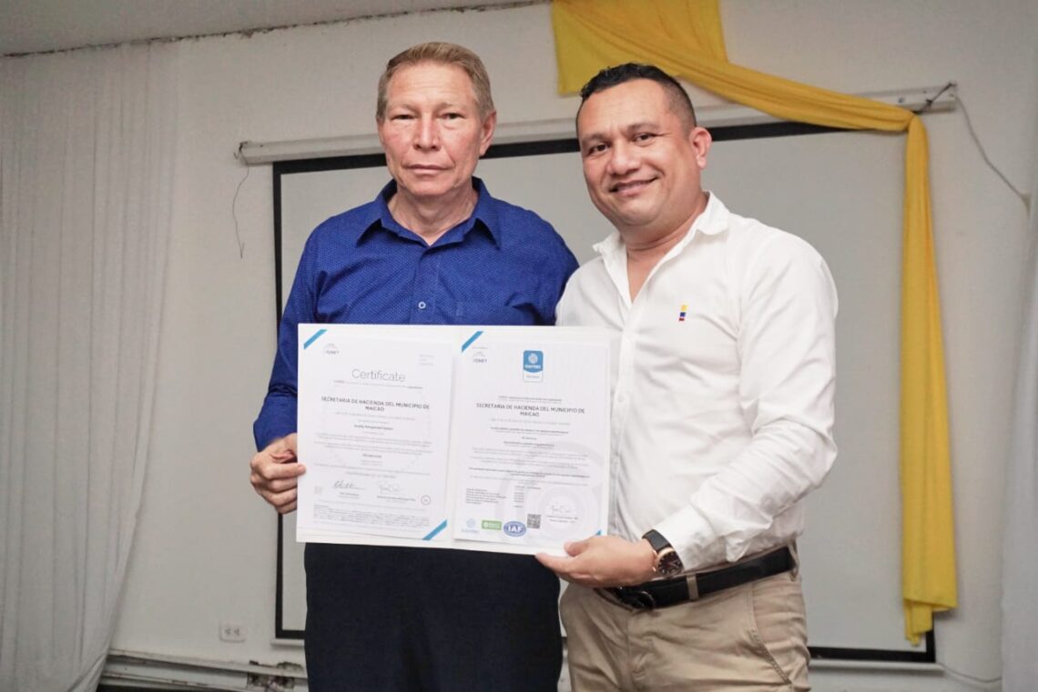 Secretaría de Hacienda de Maicao, recibió certificación de calidad ICONTEC ISO 9001 DE 2015