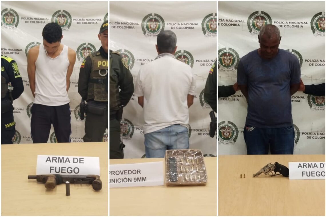 En operativos diferentes, tres sujetos fueron capturados en Riohacha portando armas de fuego